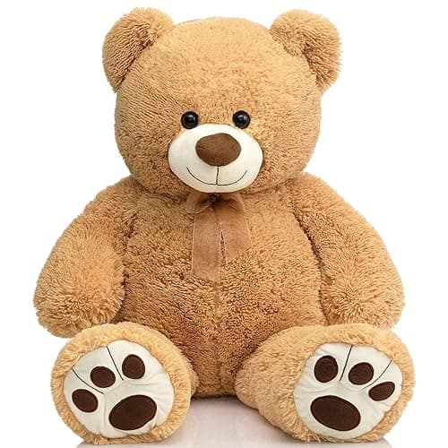 HollyHOME Big Teddy Bear, Large Bear Stuffed Animal with Footprints,36”,Tan | Cute Soft Cuddly Plush, Birthday & Holiday Gifts for Kids,Girlfriend,Wife, Baby Shower Decor, Perfect Bedtime Companion - Image 1