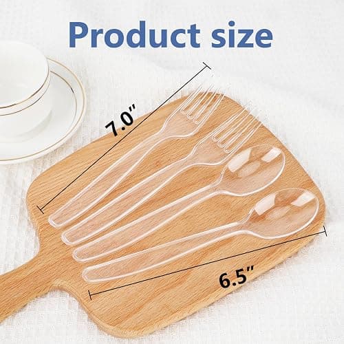 1000 Count Plastic Silverware Heavy Duty - 500 Spoons, 500 Forks, BPA-Free, Heat Resistant, Disposable Plastic Utensils Set, Plastic Cutlery Set, Plasticware Bulk for Party thumbnail 3