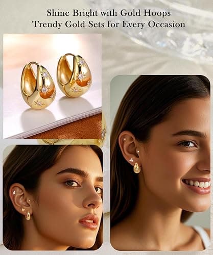Flat Back Stud Earrings for Women Hypoallergenic Cartilage Earrings Helix Piercing Jewelry Surgical Stainless Steel Chunky Huggie Hoops thumbnail 5