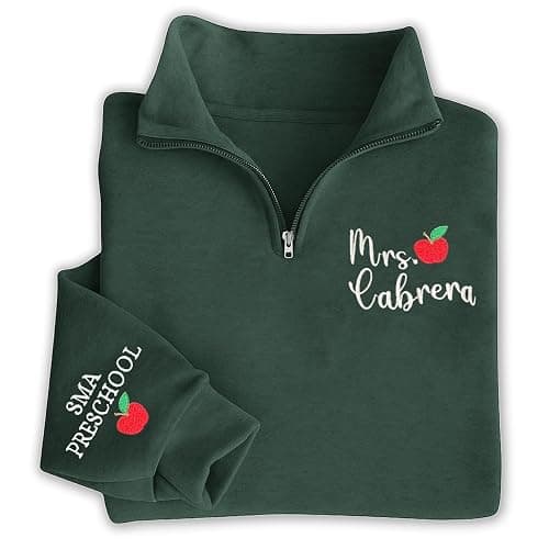 Chillever Quarter Zip Sweatshirt Personalized Teacher, Custom Embroidered Pullover Gift for Educators, Teacher Appreciation - Image 1