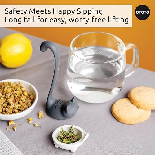 OTOTO Louie Cat Tea Infuser - Cats Loose Leaf Steeper & Diffuser, Tea Strainer Accessories, Cute Gifts for Cat Lovers, White Elephant Gifts, Cute Kitchen Accessories thumbnail 7