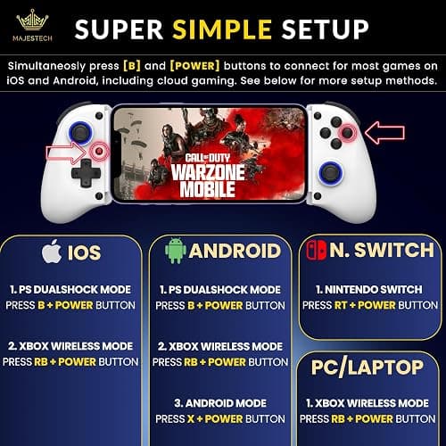 MAJESTECH [HOT NEW D11 Phone Controller For iPhone/Android/Tablet/iPad/Switch, Play Call of Duty, Roblox, Xbox Cloud, Wireless Bluetooth Mobile Gaming Controller iPhone 16 15 14 13 Samsung Google thumbnail 5