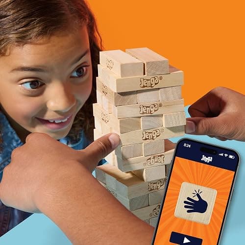 Hasbro Gaming, Jenga con Dado Digitale, Gioco di Impilamento, Ideale per Famiglia e Amici, per Bambini e Bambine dai 6 Anni in Su, Contiene 54 Mattoncini in Legno, per 1 o Più Giocatori thumbnail 9