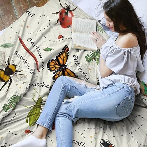 LARIAU Insects Blanket Gifts for Women, 50"*60" Blanket Gift for Boys Girls Birthday Christmas Thanksgiving, Insect Bug Decor, Entomology Gifts for Adult Who Love Bugs thumbnail 2