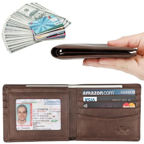 Wallet for Men-Genuine Leather RFID Blocking Bifold Stylish Wallet With 2 ID Window thumbnail 2