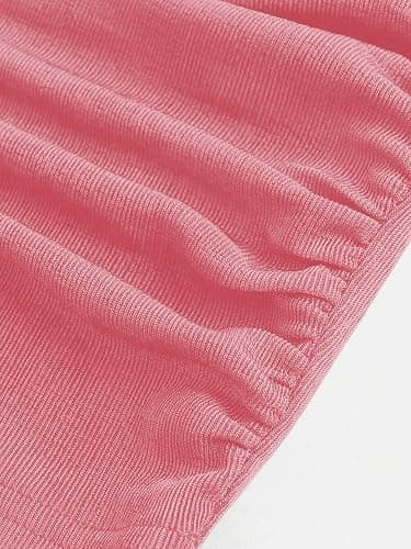 OYOANGLE Girl's Sleeveless Square Neck Wide Straps Ruched Tank Top Solid Slim Fit Crop Tops thumbnail 2