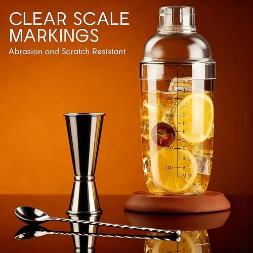 BETTFOR Plastic Cocktail Shaker with Measuring Scale 24oz (700ml), Leak-Proof & Shatter-Resistant Drink Mixer for Bartending, Protein Shakes, Iced Coffee & Milk Tea thumbnail 4