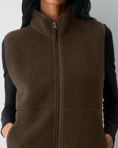 Locachy Women's Lighweight Sherpa Fleece Warm Winter Vest Cute Casual Zip Up Stand Collar Gilet with Zip Pockets 2025 thumbnail 5