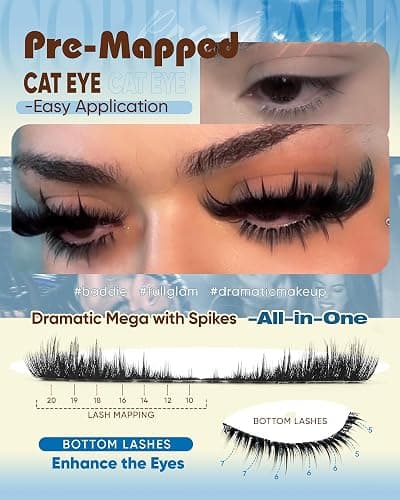 CORUSCATE Lash Clusters Dramatic Cluster Eyelash Extensions Spikes Lashes Cluster with Bottom Lashes Mink Strip Individual Lashes Mega Spikes Full Eyelash Clusters Pre Mapped Cat Eye Lash Extension thumbnail 3