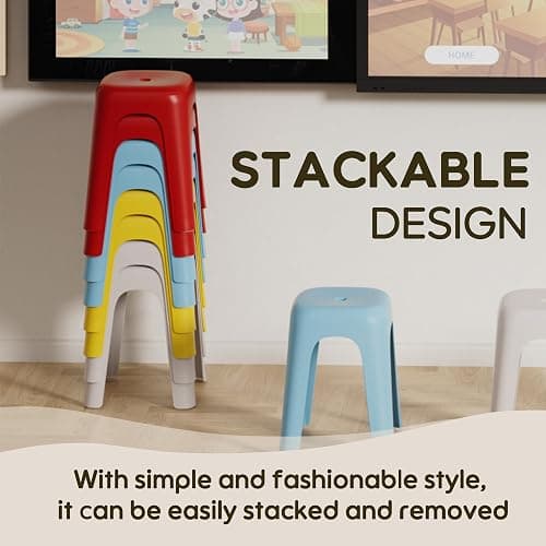 Anywish 6 Pack Stackable Classroom Stools 18 Inch Nesting Plastic Stools Portable Backless Chairs for Classroom, Students, Adults, Living Room, Dining Room, Office Home thumbnail 5