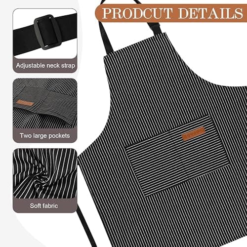 XLSXEXCL Stripes Kids Apron, Kids Cooking Aprons with 2 Pockets, Cute Kids Aprons for Cooking for Boys and Girls thumbnail 3