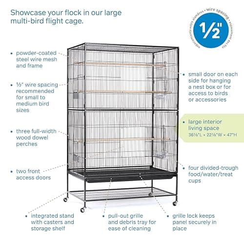 Prevue Hendryx F050 Pet Products Wrought Iron Flight Cage, X-Large, Hammertone Black thumbnail 3