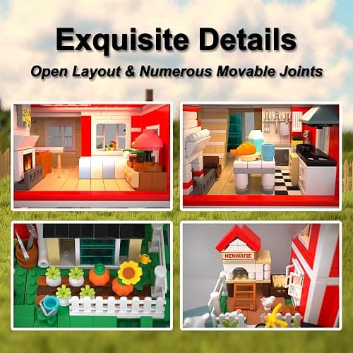 Farmhouse Building Set, Ranch Cottage Toy Buildings Blocks for Adults Kids | 1268PCS Modular Farm Barn Model Kits with LED Lights, Christmas Birthday Gift Office Home Decor for Boys Girls Teens 14+ thumbnail 5