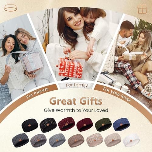 MUTKIS Winter Headbands for Women 3 Pack, Ear Warmers for Women Headband Wool Knit Thick Fleece Lined, Cold Weather Warm Ear Muffs(Black&Beige&Dark Gray) thumbnail 7