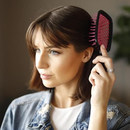 FHI Heat UNbrush Detangling Brush for Pain-Free Brushing on All Wet or Dry Hair Types — Durable DuoFlex Anti-Static Bristles, Lightweight Handle, Vented Hair Brush, Cherry Blossom thumbnail 4