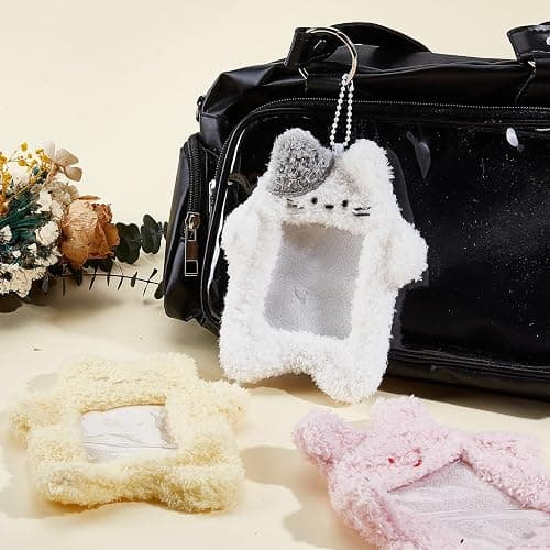 NICENEEDED 3 Porte Photocartes K Pop Porte Cartes Photo en Peluche avec Pendentif Porte Clés Étui de Protection pour Carte D'Identité en Forme d'animal Mignon thumbnail 7