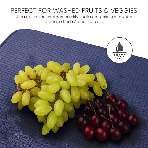 Bellemain XL Dish Mat Microfiber Dish Drying Mat, Super absorbent (Navy, 17" x 24") thumbnail 6