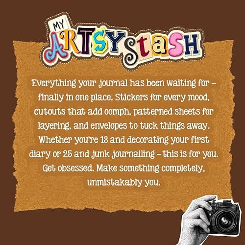 My Artsy Stash – Scrapbooking Kit, Journaling Kit & Junk Journal Supplies | For Teens, Tweens & Adults, 600+ Stickers & Cutouts, Patterned Paper, DIY Diary Decorating, Aesthetic Craft Gift Ages 10+ thumbnail 9