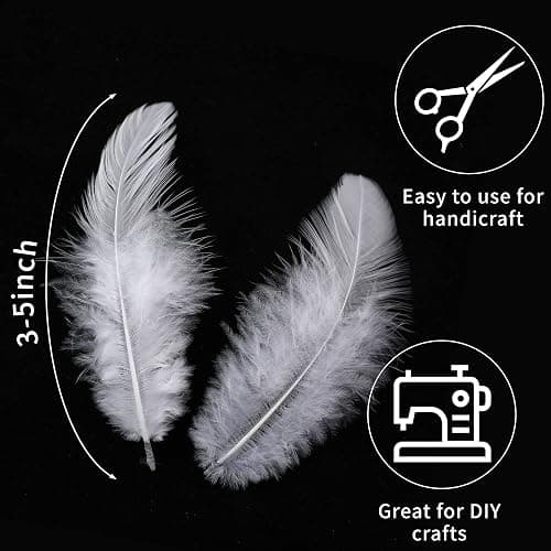 Soarer 300pcs White Feathers for Crafts - 3-5inch Feathers Bulk for Wedding Home Party, Dream Catcher Supplies and DIY Crafts(White) thumbnail 3