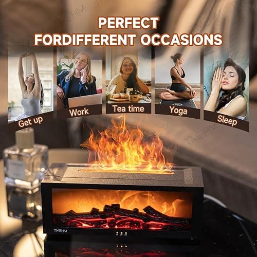TMEHM Fireplace Flame Air Diffuser Humidifier,7 Colors Aromatherapy Essential Oil Diffuser,Ultrasonic Aroma Humidifier with Timer for Home,Bedroom,Office,Yoga (BlackB, L) thumbnail 7