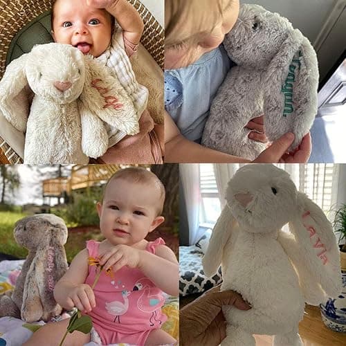 OAEUQ Plush Rabbit Embroidered with Child's Name Handmade Customized Plush Toys Children's First Companion Toys, Children's Welcome Baby Party, Birthday, Easter, Christmas, Thanksgiving Gifts thumbnail 5