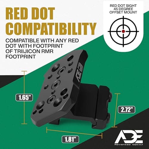 Ade Advanced Optics Red Dot Sight 45 Degree Offset Mount Compatible with Shield RMS/RMSc/SMS/SMSc, ADE RD3-018 Spike, RD3-021 NUWA, Holosun 407K/507K,Vortex Venom/Viper Red Dot thumbnail 7