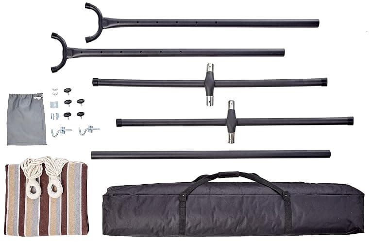 Amazon Basics Double Hammock with 9-Foot Space Saving Steel Stand and Carrying Case, 450 lb Capacity, Cream Wave, 110x47x43 inches thumbnail 4