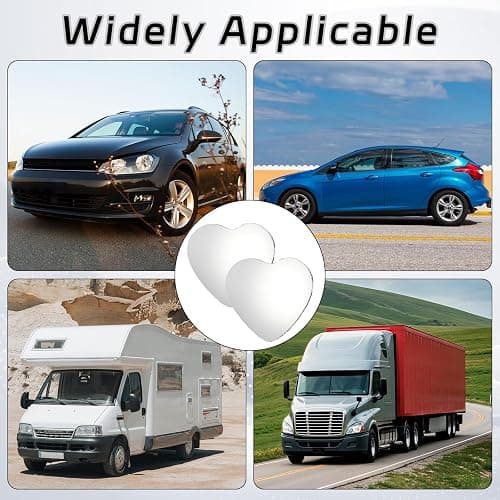2 PCS Blind Spot Mirrors, Heart Shaped Rear View Mirrors, 360 Degree Adjustable, HD Glass Rearview Mirror Accessories, Wide Angle Convex Rear View Mirror for Trucks, Sedans, SUV, RV thumbnail 7