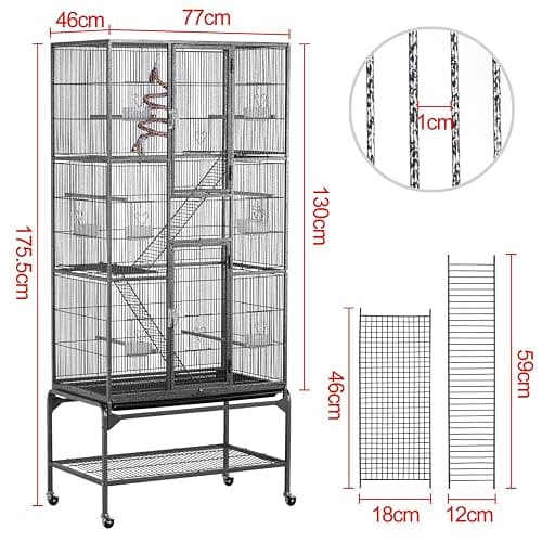 Yaheetech Large African Grey Parrot Bird Cage for Budgies/Conures/Parakeets with Detachable Stand thumbnail 2