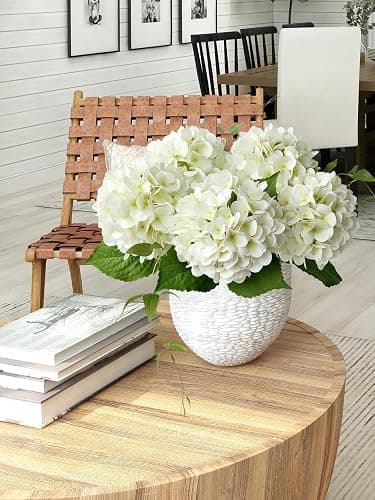 ZYTUYO 4PCS Silk White Hydrangea Artificial Flowers for Home Decor | 19.6 Inch Faux Hydrangea, Latex Petals, with Long Stems, Wedding Party Garden Arrangement, Table Centerpiece, DIY Bouquet thumbnail 2