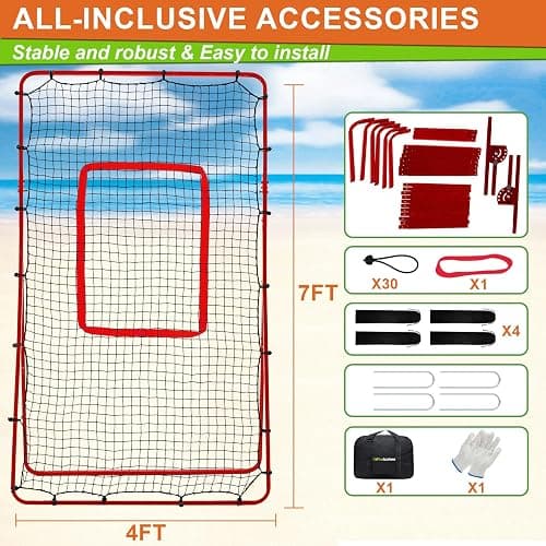 Volleyball Rebounder Net with Carry Bag, 7x4 ft Training Equipment for Backyard/Indoor/Outdoor, 6 Angles Adjustable Net for Practicing Volleying, Bumping, Spiking thumbnail 5