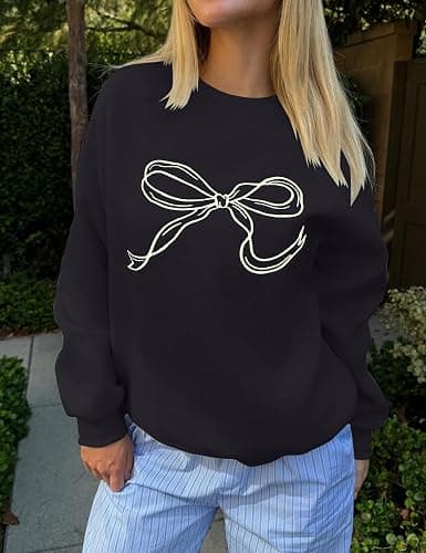 MISSACTIVER Women Bow Graphic Sweatshirts Oversized Pullover Sweatshirts Crewneck Pullover Tops 2025 Fall Fashion Clothes thumbnail 3