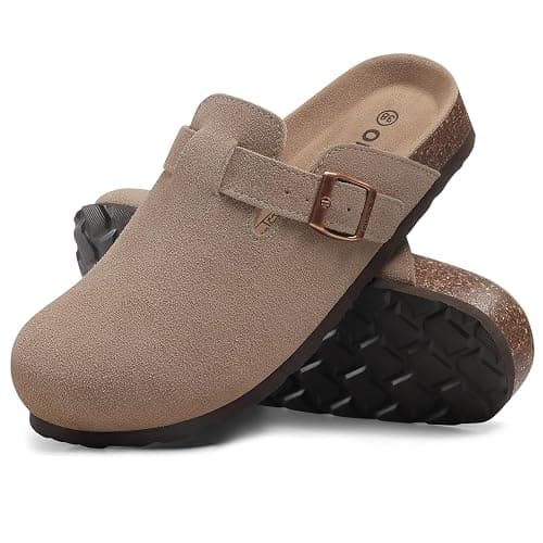 ODOLY Genuine Suede Clogs for Women Men Soft Cork Footbed Leather Mules Comfort Potato Shoes with Arch Support thumbnail 6