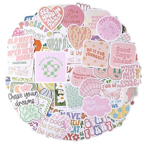 100PCS Cute Preppy Stickers Pink Motivational Vinyl Waterproof Stickers for Laptop Bumper Water Bottles Computer Phone Hard Hat Car Inspirational Decals for Adults Women Kids Teen Girls - Image 1