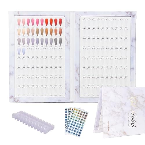 Acycoin2A 160 Colors Nail Color Display Book Gel Polish Swatch Chart Salon Tools Diy Art Showing Shelf Coloring Board with 240 Nail Tips and Number Sticker Label (A) - Image 1