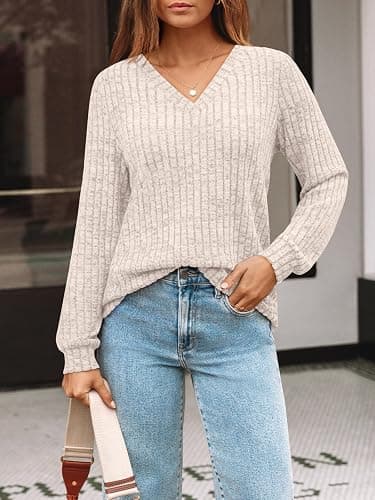 AUTOMET Womens V Neck Long Sleeve Shirt Fall Fashion Tops Tunic Dressy Casual Sweater Clothes Cute Trendy Work Outfits 2025 thumbnail 2