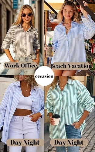 Women's Striped Button Down Long Sleeve Blouse thumbnail 4