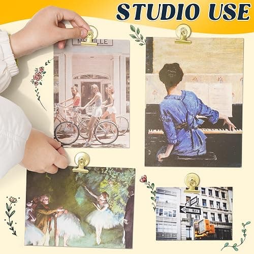 Grtard 6 Pack Magnetic Clips Heavy Duty, Magnet Clips for Fridge, Refrigerator Magnets, Strong Magnetic Clip,Scratch Free Magnets with Clip for Refrigerator, Whiteboard, Classroom, Locker(Gold) thumbnail 6