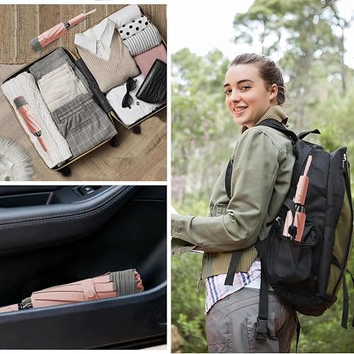 Fogkey Large Windproof Travel Umbrella, Portable Reverse Folding Car Umbrella, Compact Inverted Design with Waterproof Canopy, Automatic, 10 Durable Ribs, 45.6/13 Inch, Fits Backpack thumbnail 7