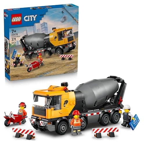 LEGO City Betonmischer - Lehrreiches Baufahrzeug Spielzeug mit 3 Minifiguren, drehbarer Trommel & Ausgießfunktion - Geburtstagsgeschenk für Jungen ab 7 Jahren - 60478 - Image 1