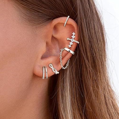 Dochais 5 Stück Ear Cuff Gold für Damen Ohrmanschette Ohne Ohrloch Fake Helix Piercing Clip Ear Cuff Wrap Earcuff Set Gold Ohrringe Fakepircings Ohr Ohrringe Manschette Knorpel Earcuffs für Mädchen thumbnail 5