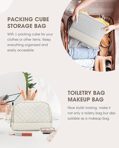 Travel Duffle Weekender Bags for Women: Overnight Bag with Shoe Compartment Carry On Bags with Toiletry & Wet Pocket Large Tote Hospital for Women Labor Delivery Beige thumbnail 5