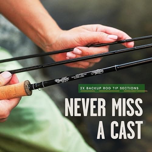 Moonshine Rod Co. Fly Fishing Rod with Carrying Case and Extra Rod Tip Section, Slow-Medium-Fast Action thumbnail 6