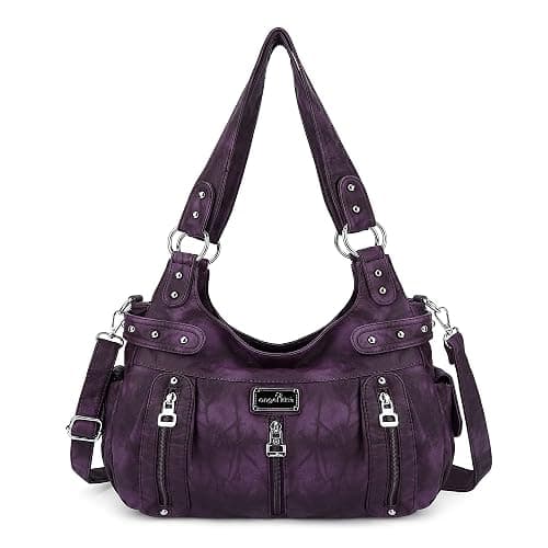 Angel Kiss Large Purses and Handbags for Women Washed Faux Leather Crossbody Hobo Satchel Shoulder Handbag Tote Purse - Image 1