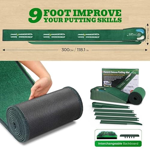 Putting Green Indoor - Golf Putting Mat with Realistic Green Speed,Dual Hazard Putting Mat, Ball Return, Velvet Surface, 8ft Practice Putting mat, Indoor&Outdoor Training Aid - Perfect Golf Gift thumbnail 6