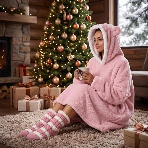 Huahomehui ZXIMU Blanket Hoodie, Wearable Blanket Extra Long Hoodie Blanket for Women Comfy Snugaies for women. thumbnail 5