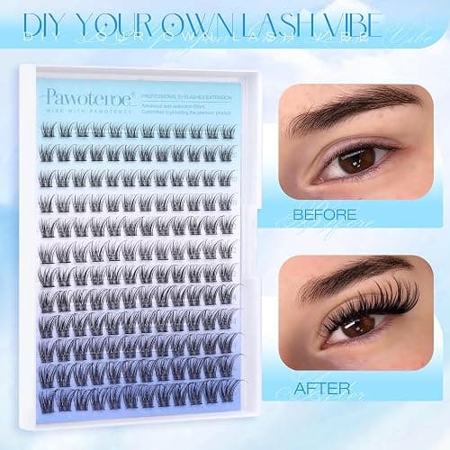 Pawotence Wispy Lash Clusters Natural Eyelash Clusters 8-16mm Cluster Eyelash Extensions 144pcs Fairy Individual Lashes Wispy Cluater Lashes Extension Natural Look thumbnail 5