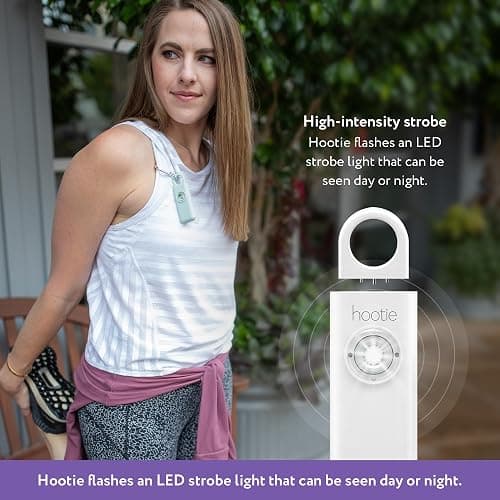 Hootie Personal Safety Alarm for Women, Men, & Kids - Keychain Alarm, Self Defense Strobe & Siren, Security Siren Keychain with 130dB Self Defense Siren & Strobe Light - Mint thumbnail 4