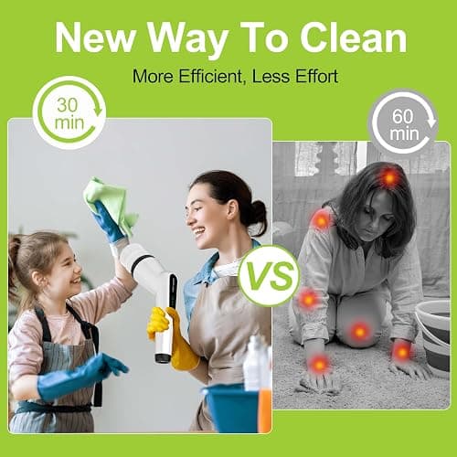 Dreazu Electric Spin Scrubber, Cordless Shower Scrubber for Bathroom | 10‑in‑1 shower cleaner brush with Extendable Handle, 2‑Speed, 44‑lbs High‑Torque for Bathtub, Toilet, Kitchen, Tile Floors thumbnail 4