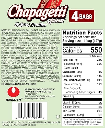 Nongshim Ramen Noodles, Gourmet Instant Ramen, Premium Microwavable Noodle, Chapagetti, 4.5 Ounce (Pack of 4) thumbnail 2